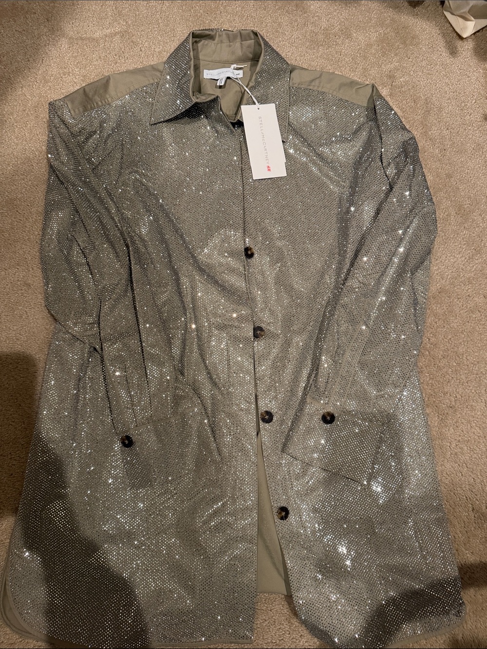 Sequined Sparkle Button-Up Shirt Jacket